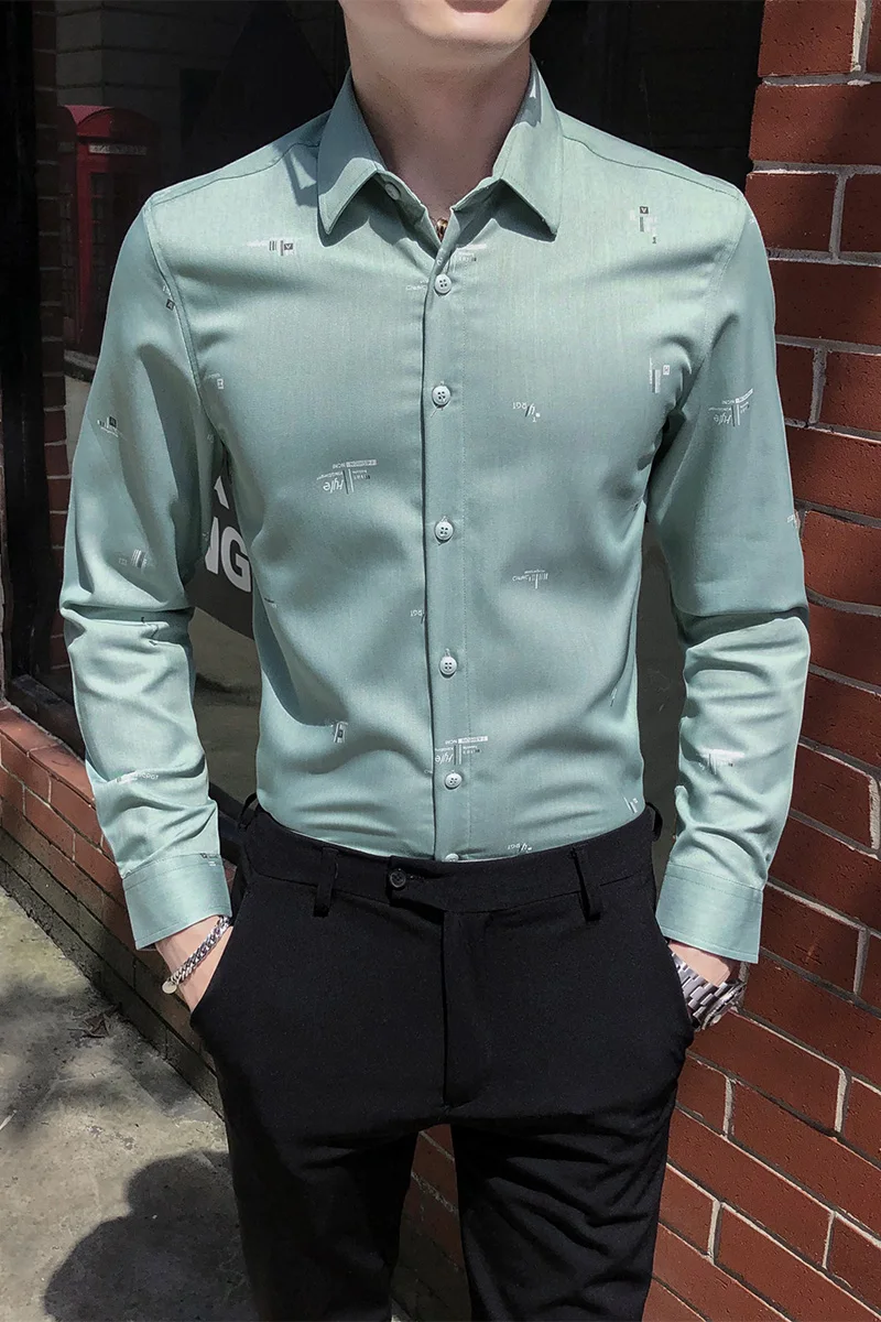 

Classic Business Casual Shirt Men Long Sleeve Slim Formal Dress Shirts British Style Male StreetwearSocial Party Blouse Camisa