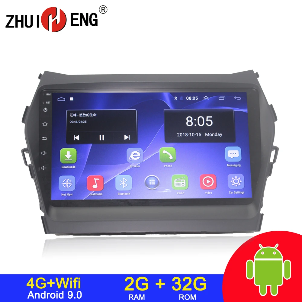 Автомагнитола 2 din Android 9 1 4G Wi Fi для Hyundai IX45 SANTA FE 2013 автомобильный dvd плеер