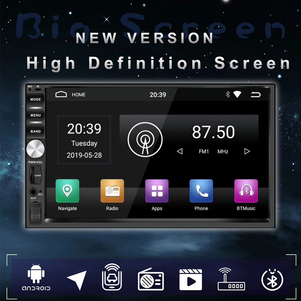 Panlelo 2 Din автомагнитола Android 9 gps плеер 7 дюймов Авторадио встроенный Wifi RDS Android 9,0 радио 2G ram для Honda hyundai