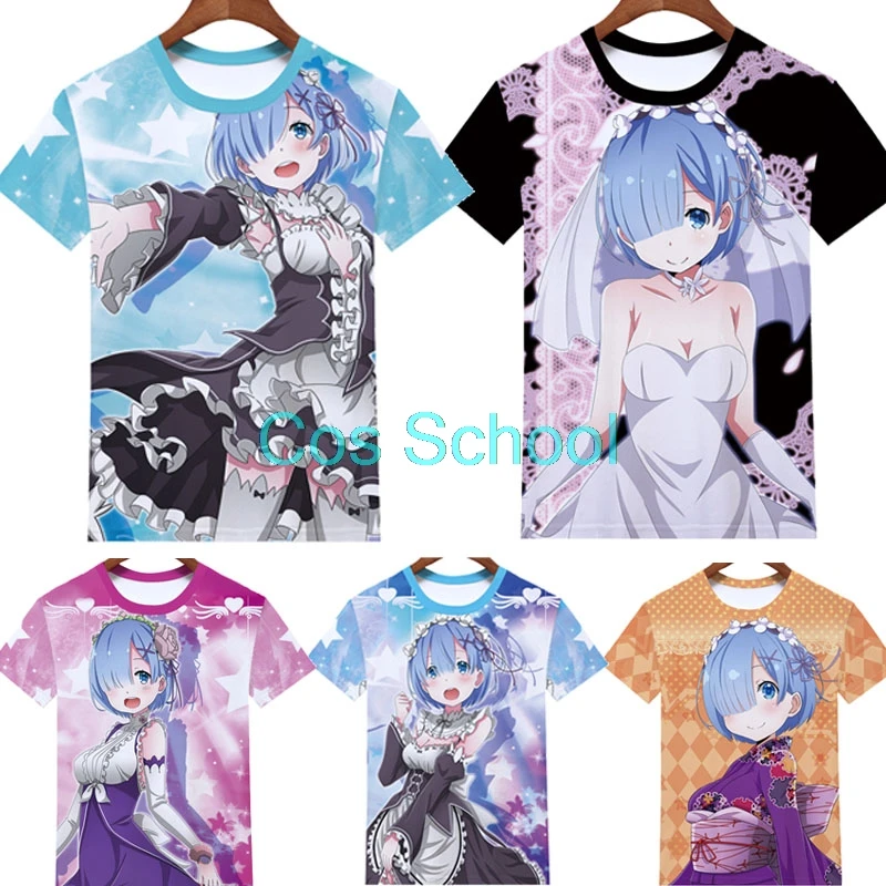 Cos School Ram Rem футболка для косплея Re: Zero Starting Life In anthorn World костюмы летние топы с