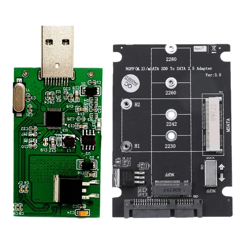 

1 шт. MSATA к USB 3,0 MSATA SSD адаптер карты в качестве USB диска Драйвер и 1 шт. 2 в 1 NGFF M.2 B + M Key Mini PCI-E или MSATA SSD к SATA