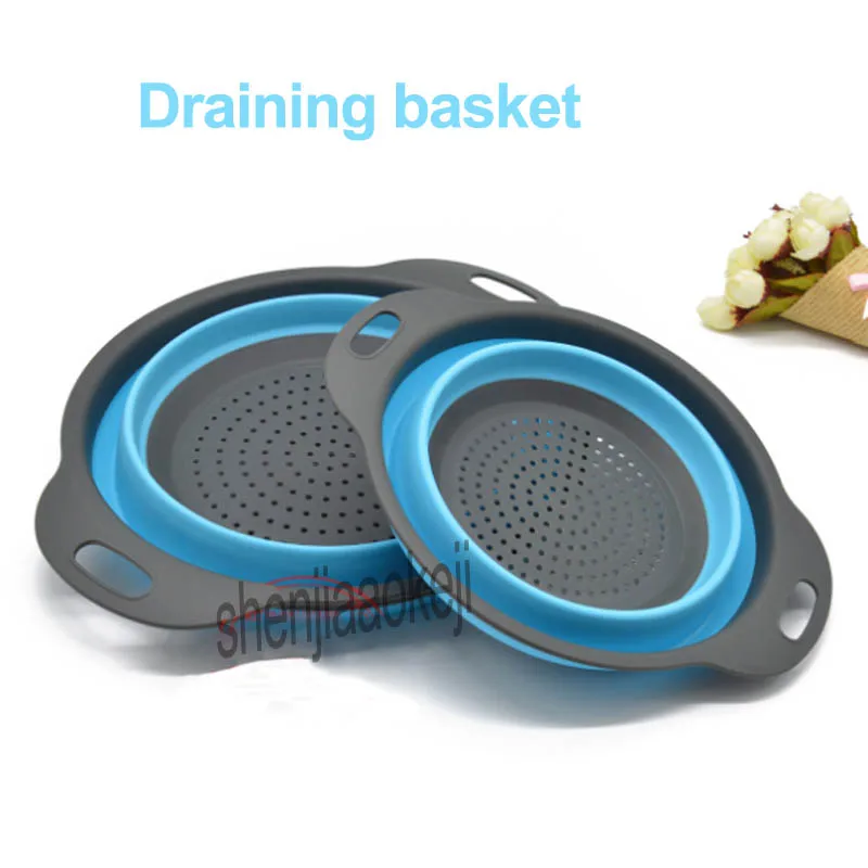 

Drain basket Foldable Silicone Colander Fruit Vegetable Washing Basket Strainer Strainer Collapsible Drainer With Handle 1pc