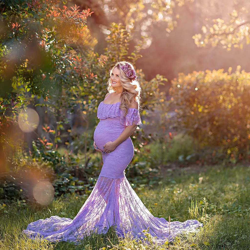 Women Pregnants Sexy Photography Props Short Sleeve Maternity Solid Lace Dress Pregnancy Flattering Dresses Mama Clothing 15 | Мать и