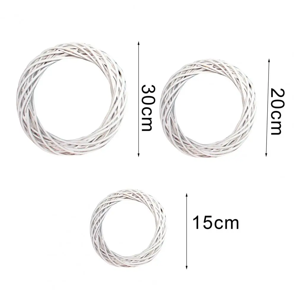 

White Garland Wicker Round Design Christmas Tree Rattan Wreath Ornament Vine Ring Decoration Home Party Hanging Flower Craft