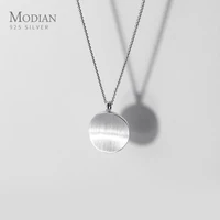 modian classic pure 925 sterling silver geometric concave round pendant necklace for women fashion simple necklace fine jewelry
