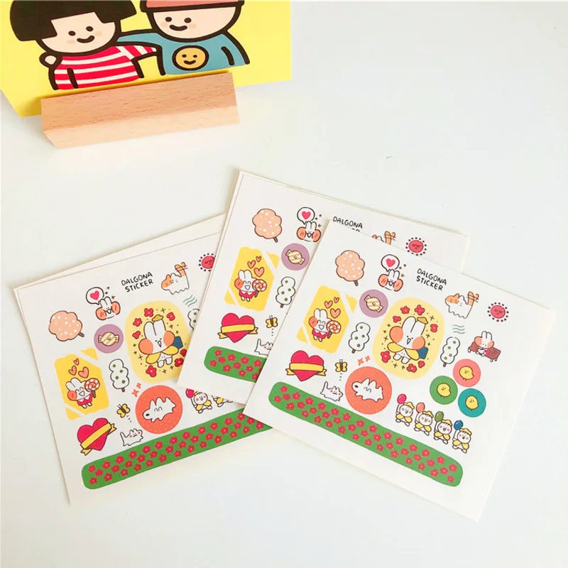 Милые Мультяшные радужные наклейки с кроликом цветные украшения для ручной