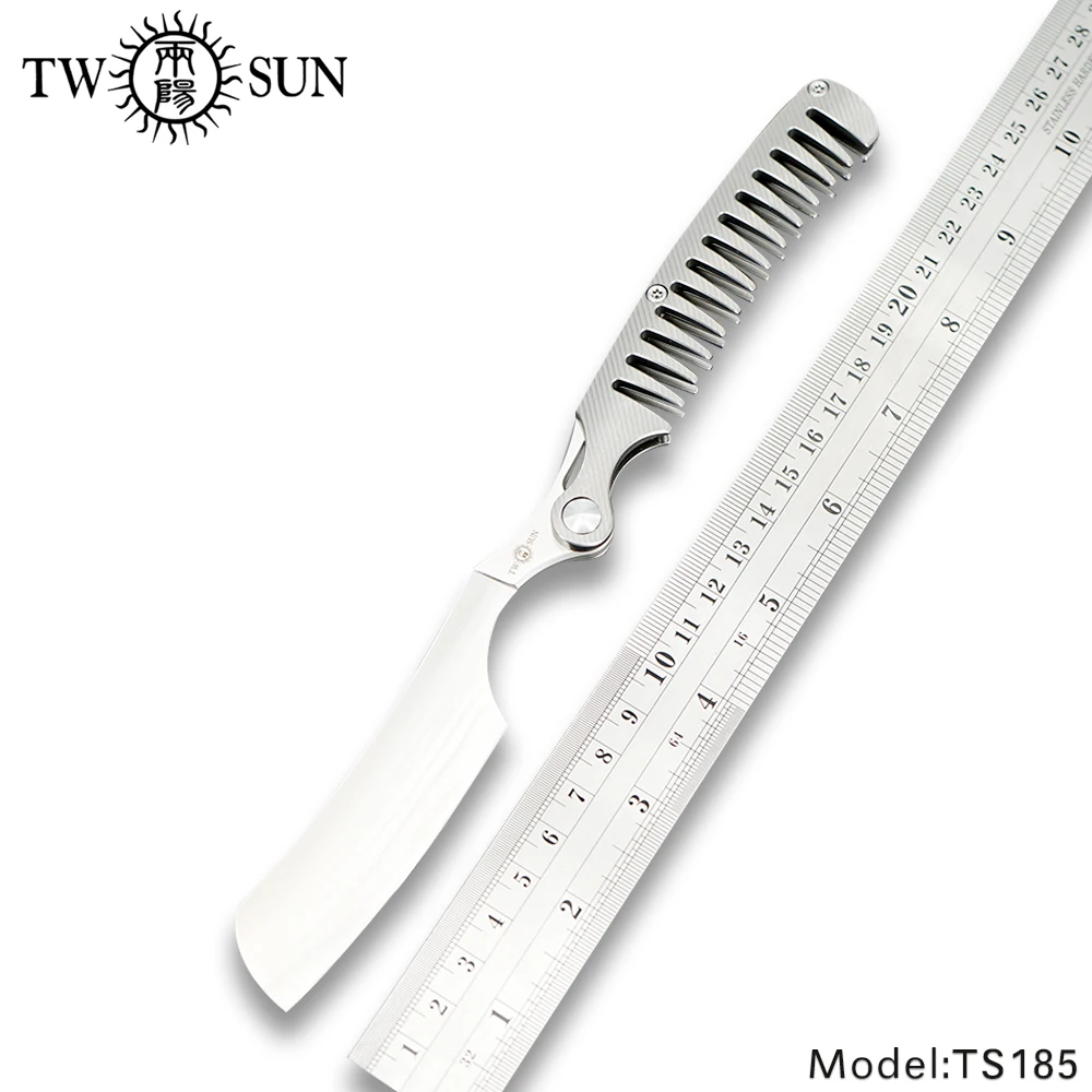 Складной карманный нож twotwin14c28n титановая Бритва для волос расческа бороды