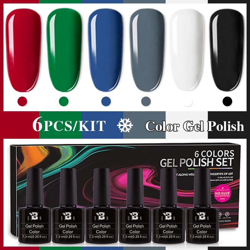 

BOZLIN 7.3ML Christmas Color Gel Nail Polish Set 2/6 Pcs Kit Soak Off UV/ LED Gel Red Green Blue DIY Nails Nagel Kunst Gellack