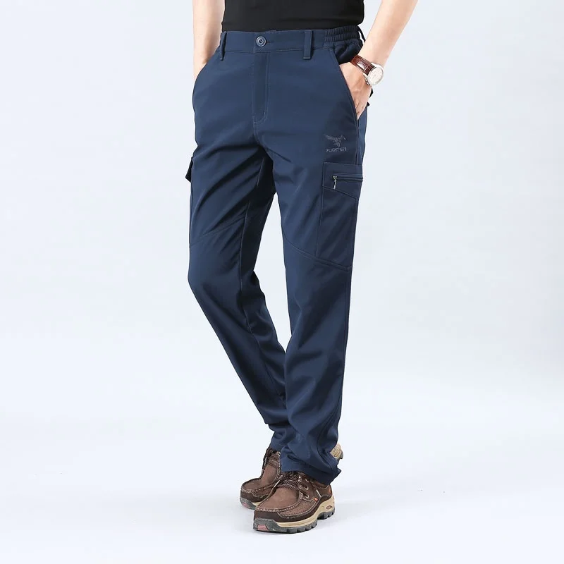 Royal Blue WISH241 Мужские штаны для бега, Осенние Зимние теплые флисовые штаны, уличные брюки-карго, повседневные толстые тактические штаны с несколькими карманами 4XL - Цвет: Royal Blue WISH241