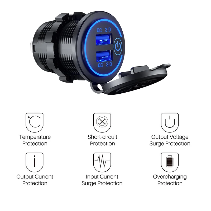 Автомобильное зарядное устройство USB прикуриватель QC разветвитель быстрой