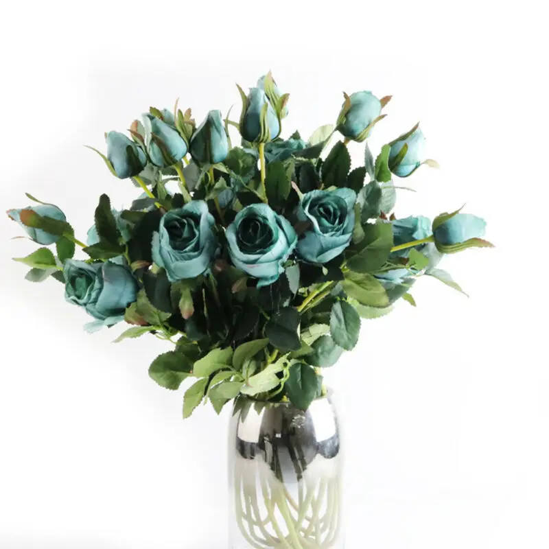 Модная искусственная Роза 1 букет 2 шелковые бутоны Цветы Свадебный деко гостиная