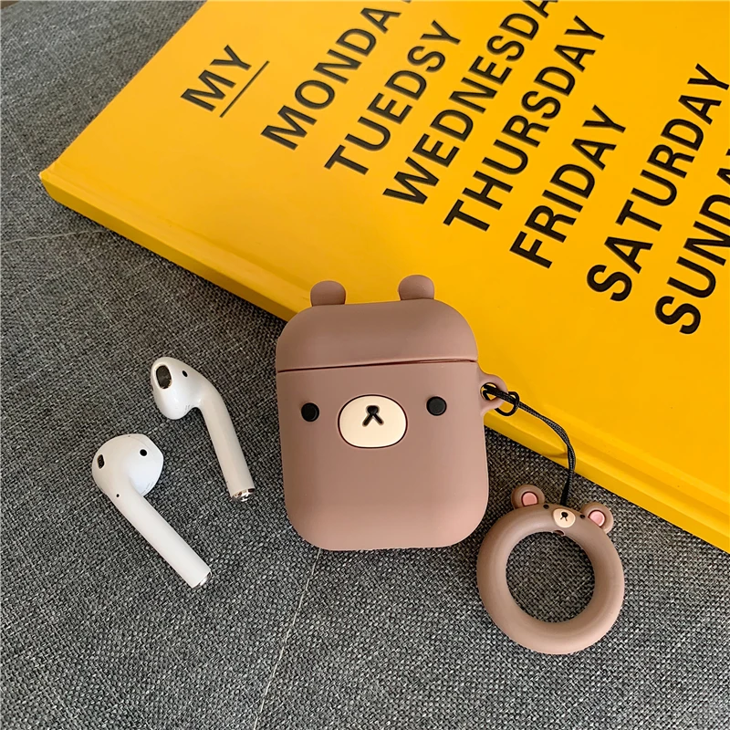Для AirPods чехол 3D милый мультяшный чехол для наушников s для Apple Airpods 2 забавные аксессуары Защитная крышка с кольцом на палец
