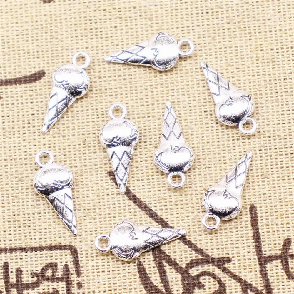 

Jewelri Charm 8x18mm Ice Cream Charms Antique Silver Color 20pcs