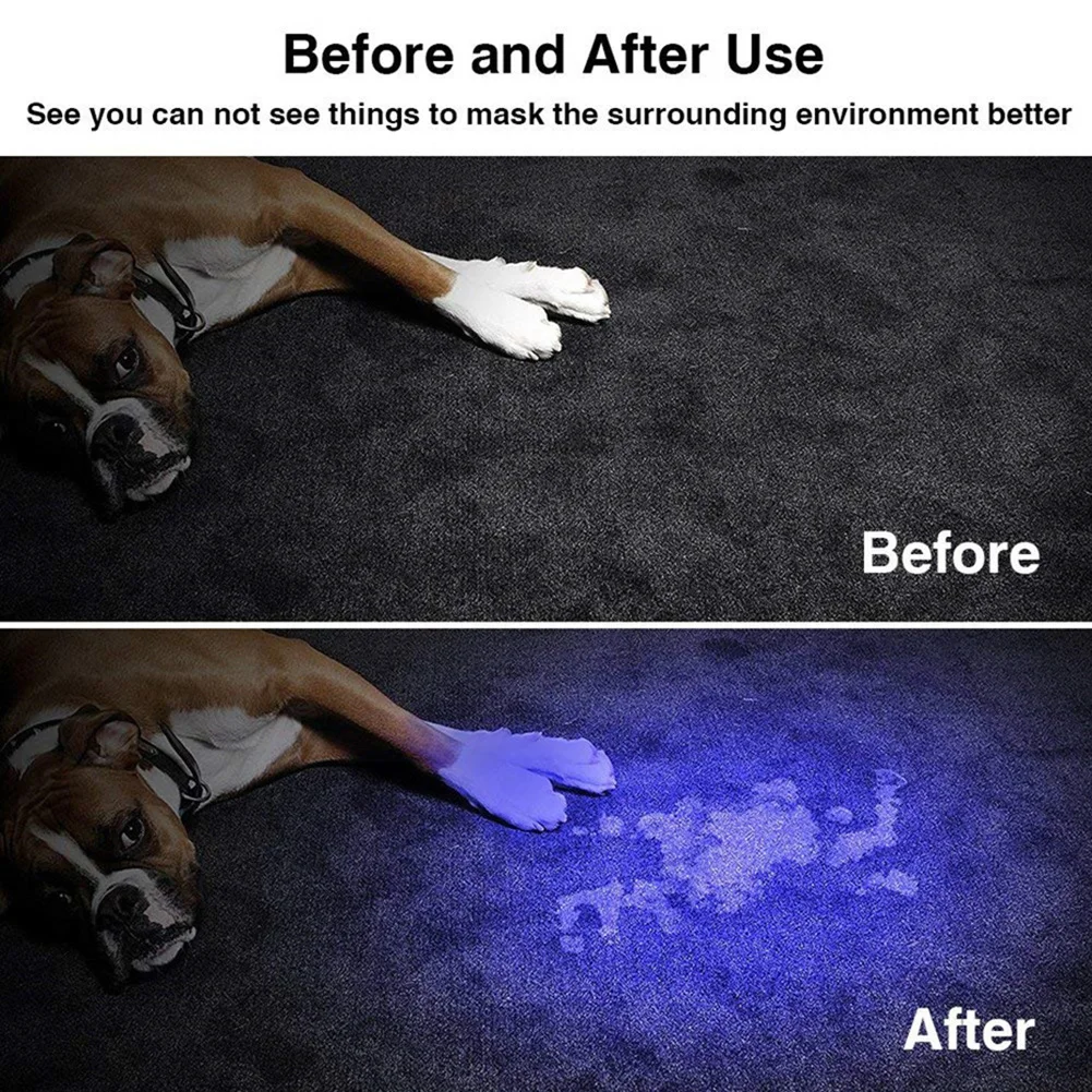 

Mini UV Black Light Pet Urine Stains Detector Scorpion Hunting Lighting LED UV Flashlight Ultraviolet Torch With Zoom Function