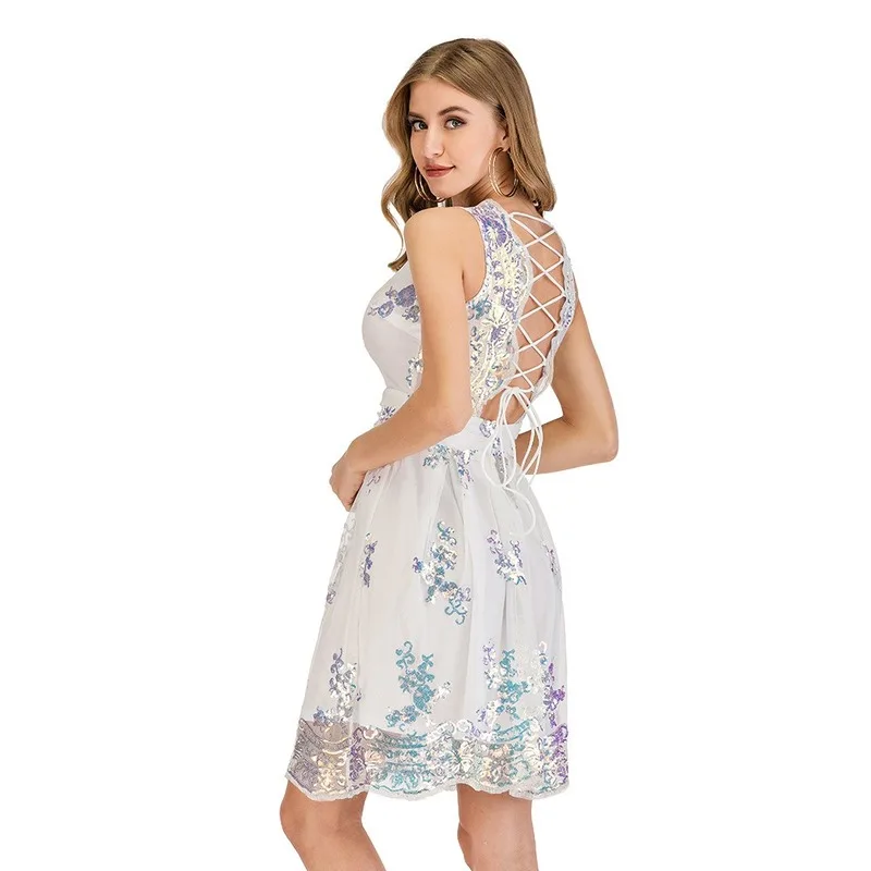 2020 блестящее Сетчатое сексуальное платье с открытой спиной открытое облегающее