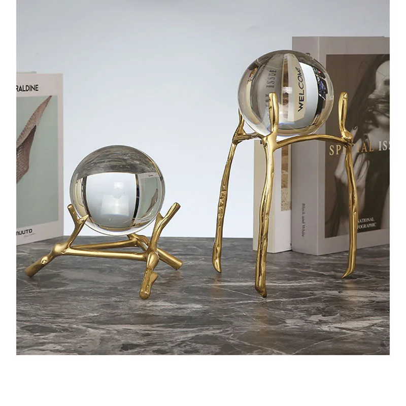

Pure Copper Decoration Crystal Ball European Style Living Room Desktop Metal Magic Globe Creative Furniture And Household Items