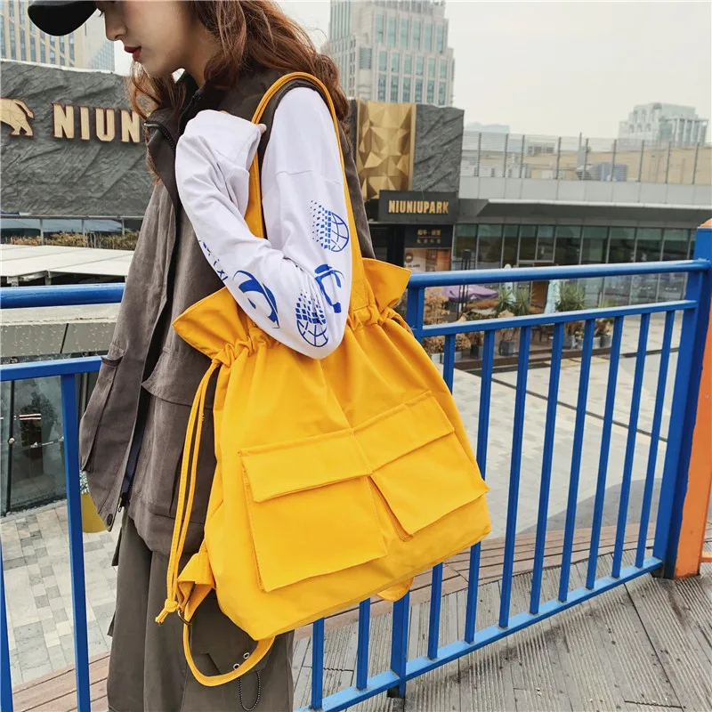 

Canvas Shoulder School Bags for Women Teenage Girls Nylon Backpacks Ladies Laptop Rucksack Men Travel Drawstring Bag Pack Female