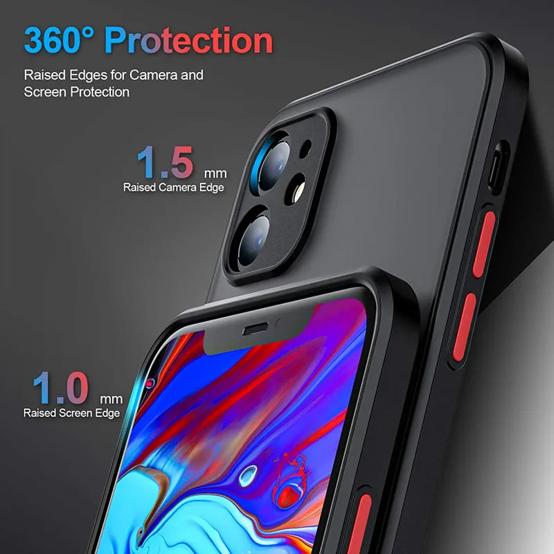 luxury matte transparent tpu square phone case for iphone 13 12 11 pro max mini xs xr x 8 7 plus se 2020 iphon hard pc cover free global shipping