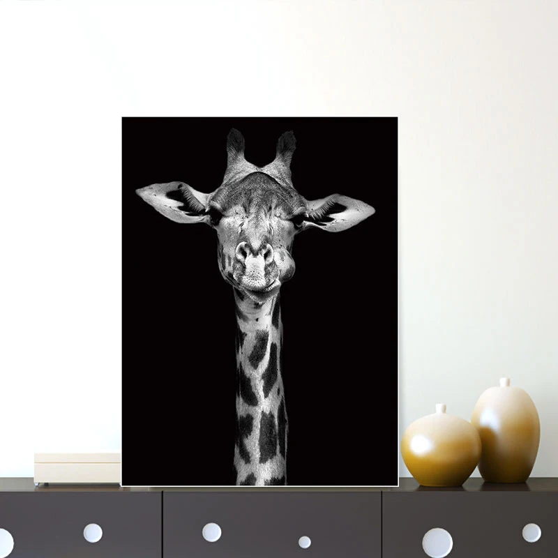 

Canvas Painting Sprey Animal Wall Art Decoration Gifaffe Deer Elephant Lion Black White Modern Posters Prints Single Classical