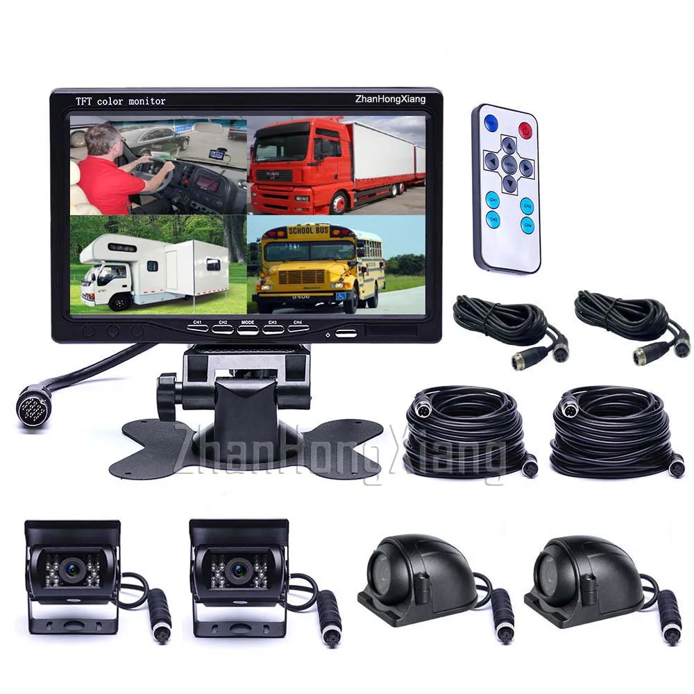 4х HD 1080P 4Pin IR Автомобильная Передняя боковая камера заднего вида + 7 дюймов AHD IPS 4CH