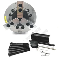 6 inch hydraulic chuck three 3 jaw hollow power chuck 6 back plate for cnc lathe boring cutting tool holder hole oil ce