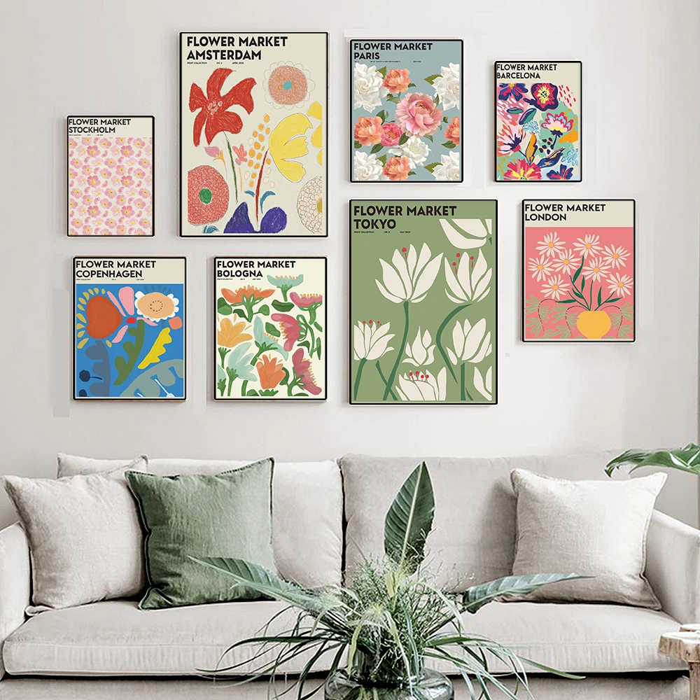 

Flower Shop Sign Poster Florist Gift Canvas Painting City Paris Tokyo Art Print Bologna Wall Picture For Living Room Home Decor