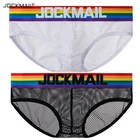 Трусы-брифы Jockmail мужские, пикантное прозрачное Сетчатое нижнее белье радужных цветов, дышащие шорты-слипы