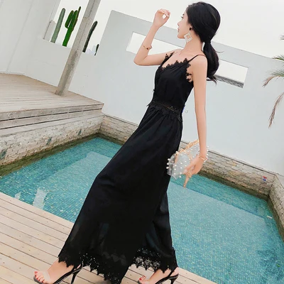 

Sexy Off Shoulder Romper Sleeveless Chiffon Overall Elegant Suit Women High Waist Eyelash Lace Strapless Fashion Clothes Woman