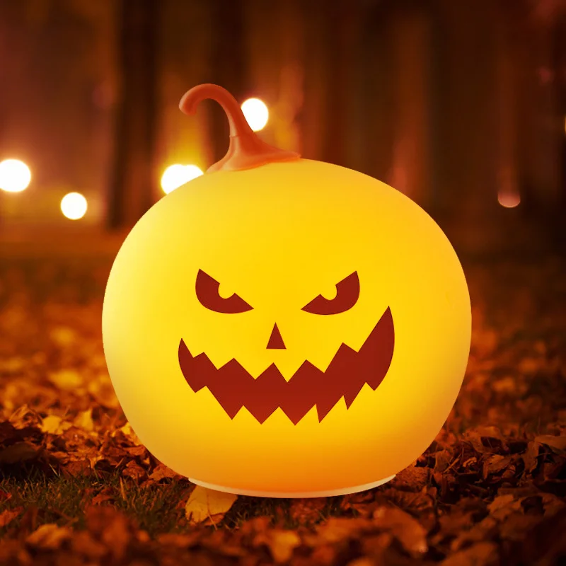 

Halloween Round Pumpkin Lantern Pat The Night Light Halloween Festival Party Atmosphere Lights Colorful Decor Props Table Lamp