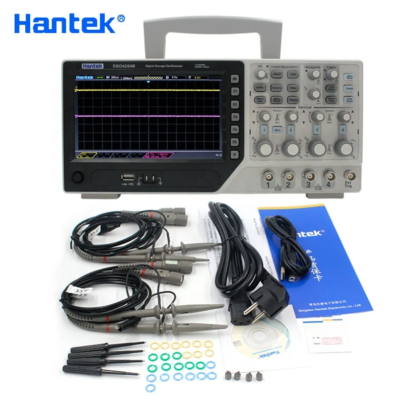 

Hantek DSO4204B Digital Oscilloscopes PC USB 4Channels 200Mhz 1GS/s Sample Rate 7 inch LDC Display Electric Osciloscopio