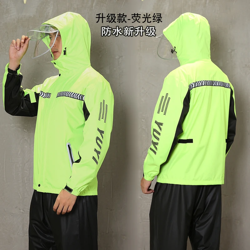 

Raincoat Rain Pants Suit Male Ms. Waterproof Poncho Systemic Electric Siamese Split Thickened Riding Takeaway Raincoat