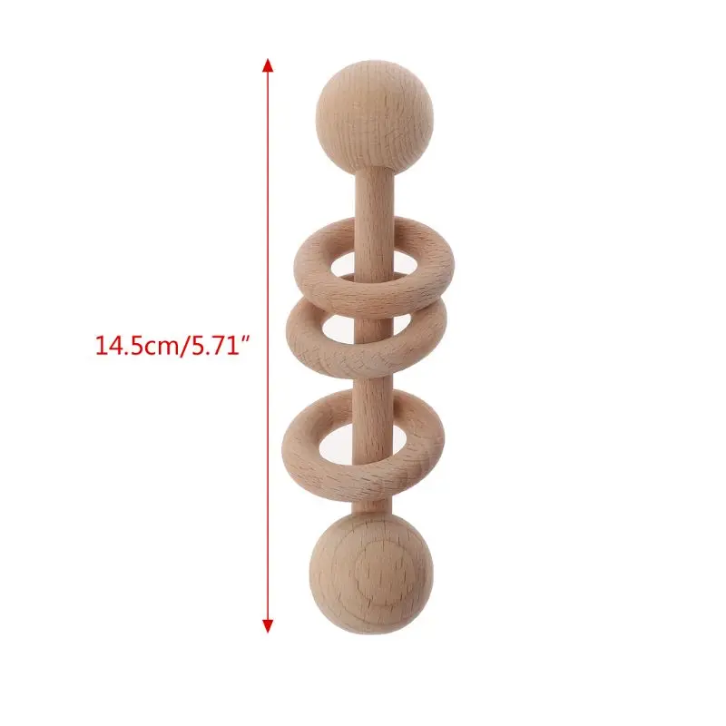 

Food Grade Wooden Teether Baby Rattles Montessori Toys Newborn Shower Gift Toddler Teething Ring