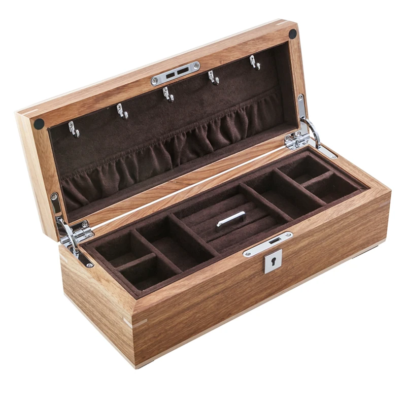 

luxurly Pure solid wooden jewelry box jewelry collection storage case double desktop table organizer with lock for gifts MSSH008