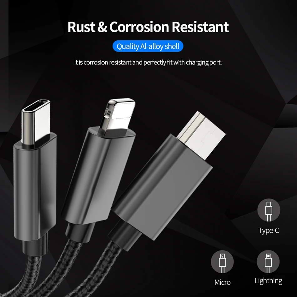 ROCK 3 в 1 USB кабель выдвижной пружинный кабель для iPhone samsung Xiaomi 3.3A Быстрая зарядка type-C кабель для передачи данных кабель