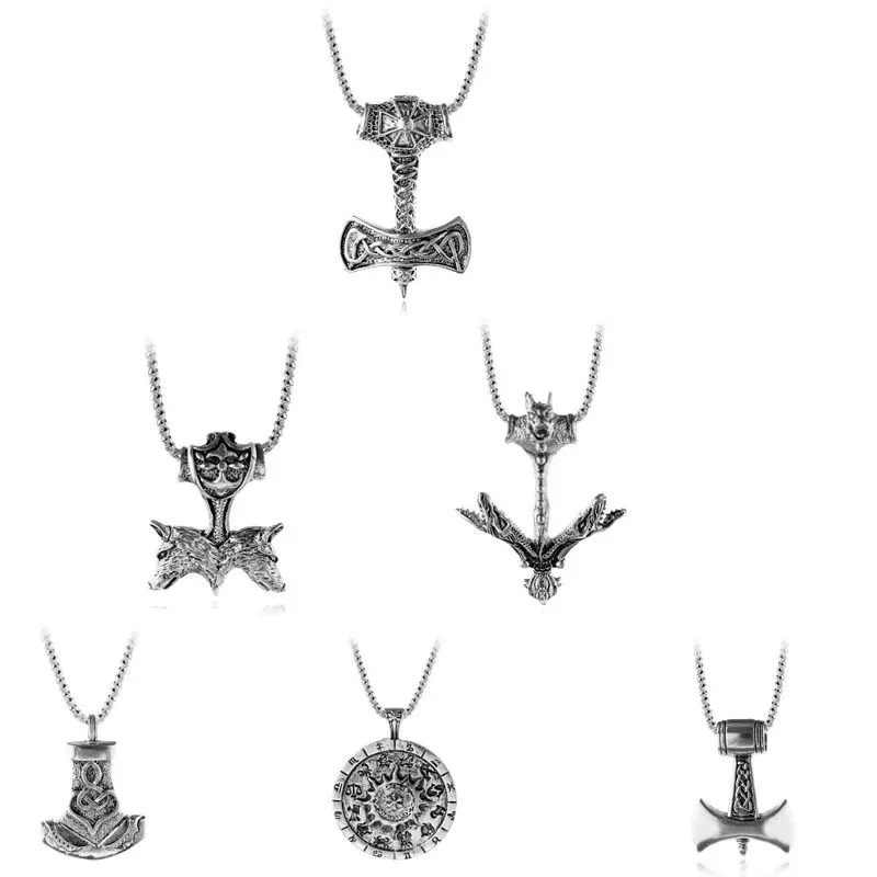 Викинг волк ювелирные изделия кулон Цепочки и ожерелья Viking мьельнир