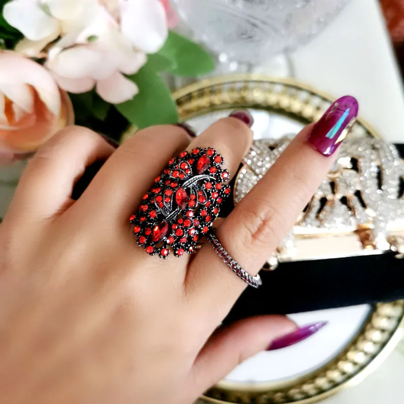 

SINLEERY Cubic Zircon Open Ring On Finger With White Black Blue Red Stones Women Fashion Jewelry 2021 JZ055 SSK