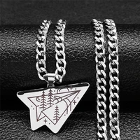 2022 fashion stainless steel airplane chain necklaces womenmen silver color landscape necklace jewelry bijou femme nxh275s04
