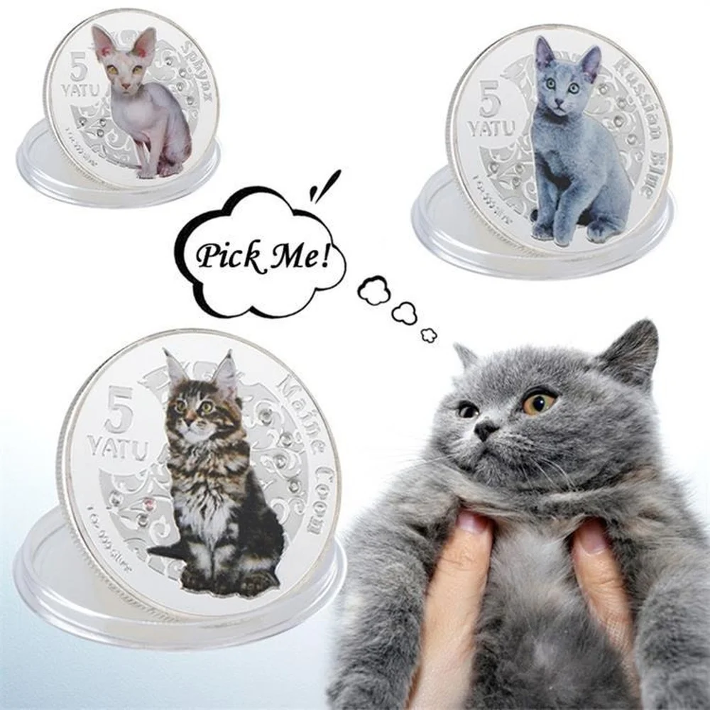 

Lovely Animal Custom Made Painted Cute Little Cat Commemorative Coins Metal Crafts Collection Souvenir Gift