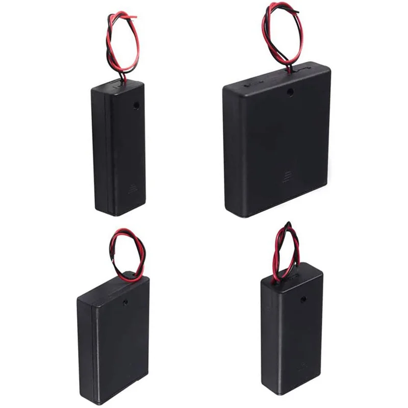 

4Pcs AA Battery Holder with Switch 1x 1.5V AA + 1x 3V AA + 1x 4.5V AA + 1x 6V AA Battery Holder with Leads and Switch Cover