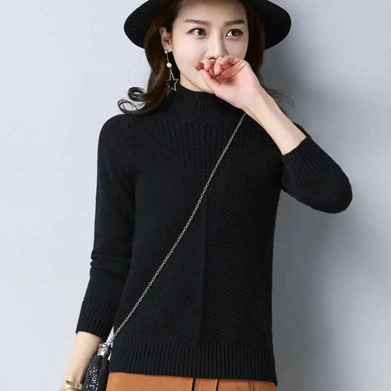 Slimming Knitted Pullover Sweater Fashion Turtleneck Warm Winter Clothes Women Plus Size Loose Cashmere | Женская одежда