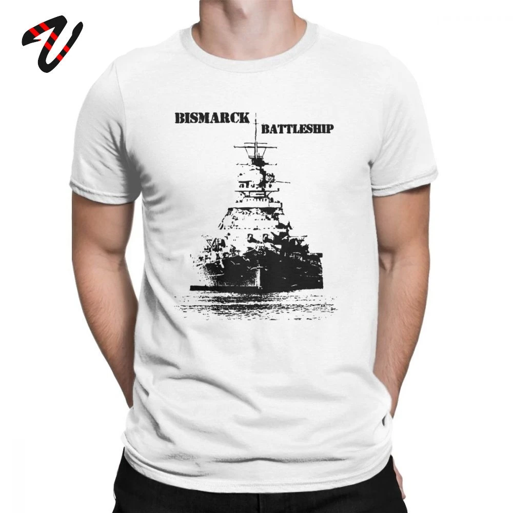 

100% Cotton Tee Shirt Bismarck Battleship T-Shirts for Men Short Sleeve Slim Fit T Shirt Graphic Printed Tops