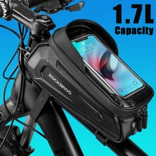 ROCKBROS Bike Bag Bicycle Frame Bag Cell Phone Support Holder 6.8in Waterproof  Touch Screen Pannier Cycling Front Top Tube Case