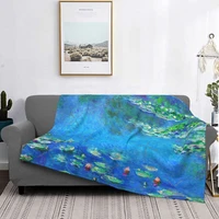 claude monet water lilies blanket bedspread bed plaid blanket beach towel thermal blanket picknick blanket