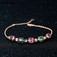 luxury rose golden women bracelet ruby emerald gemstone chain adjustable length gift for girlfriend fine jewelry accessories
