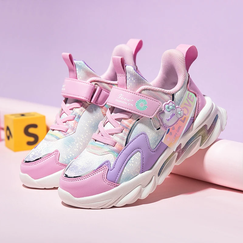 

Girls' Autumn And Winter Leather Fashion Sneakers, Medium And Large Children's Cartoon Color Soft-soled Breathable Casual Shoes