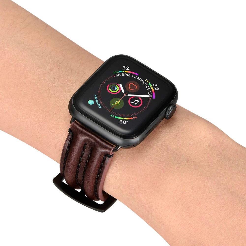 Ремешок из натуральной кожи для Apple Watch 5 Band 40 мм 44 роскошный сменный Браслет iWatch4 3 2