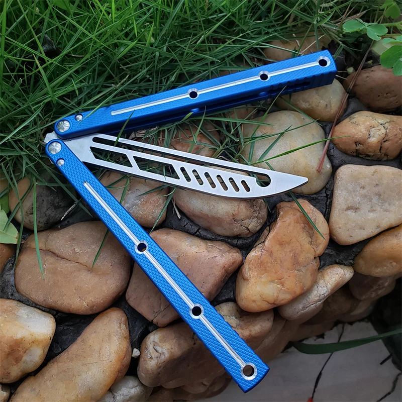 Цельнокроеный тренировочный нож-бабочка EDC Balisong с нескользящим рисунком и