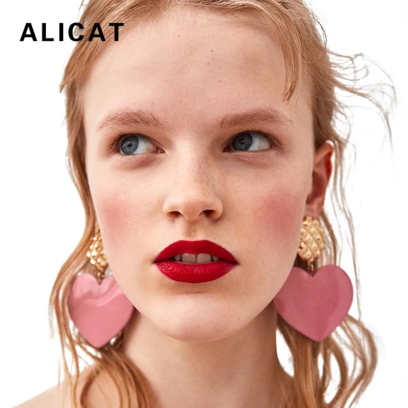 Женские серьги в форме сердца Модные Акриловые милые розовые с сердечками