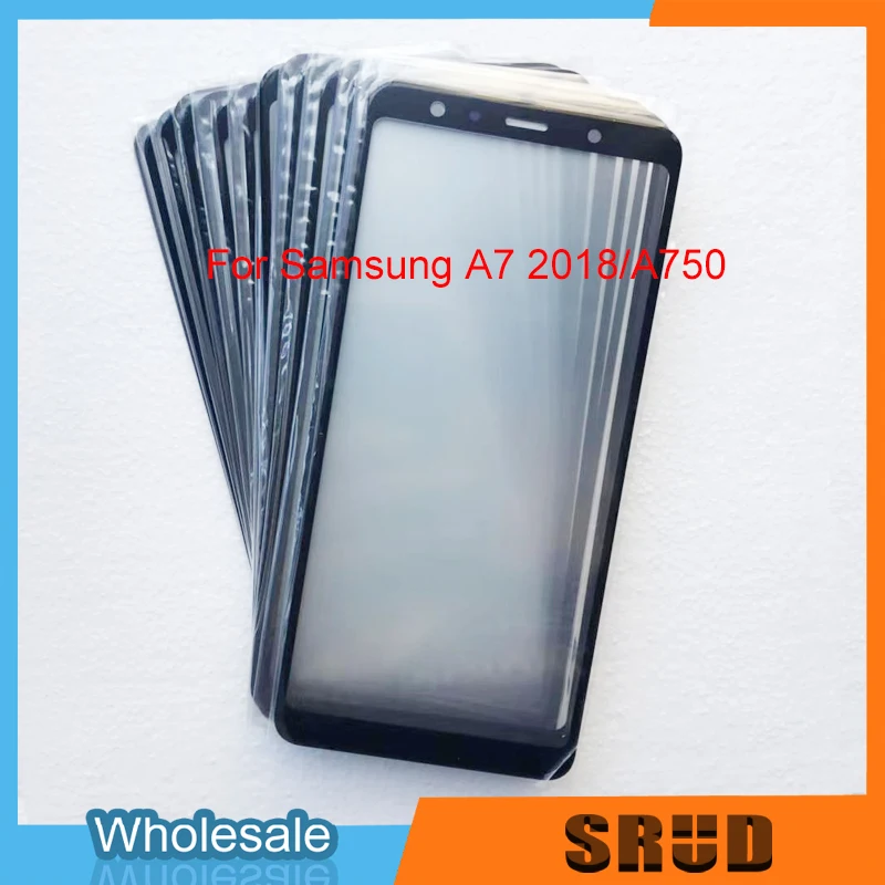 10 шт./лот, черное внешнее ЖК-стекло с клеем OCA для samsung Galaxy A7 A750 A750F 2 в 1, многослойное внешнее стекло