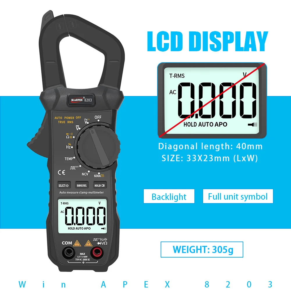 Новый DC AC Ток 600A цифровой клещи Многофункциональный мультиметр Testr с напряжением